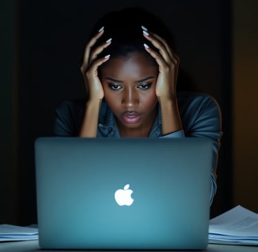 a woman sitting at a desk with a laptop computer