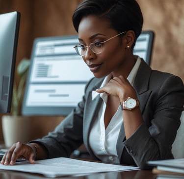 Professional reviewing resume for ATS keywords