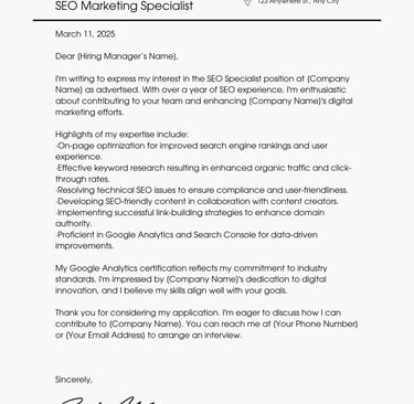 a professional cover letter for a job