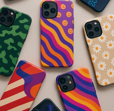 BackBuzz mobile cover on phone held in hand with bright background – lifestyle view