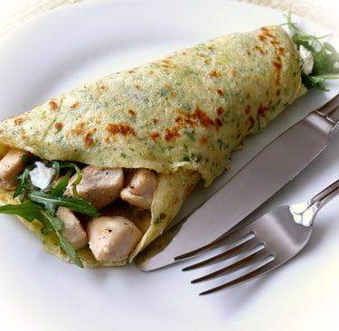 Panqueca - de - Frango - em - Cubos - com - Couve - Refogada