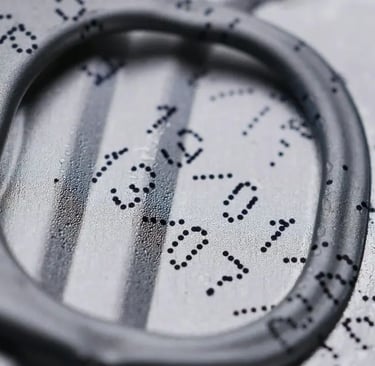 Close-up of expiration date printed on canned food top