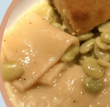 authentic southern FLAT dumplings with cornbread and lima beans