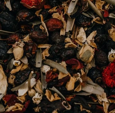 potpourri with red flowers