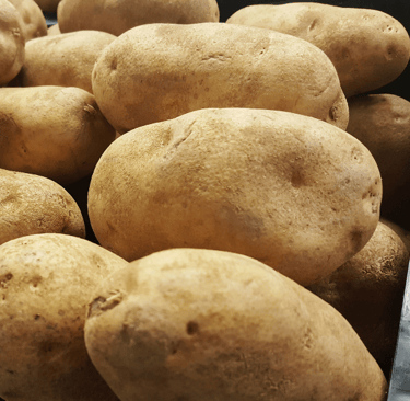 russett potatoes in a shelf