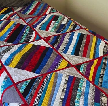 striped grey quilt twin sized