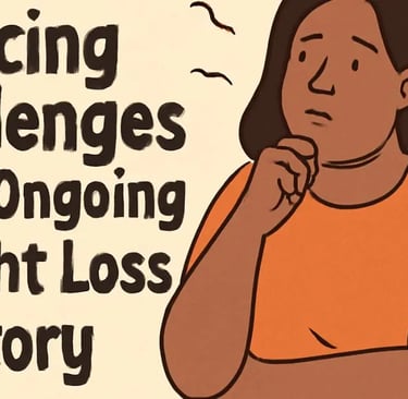 cartoon image of woman looking at challenges in weight loss story