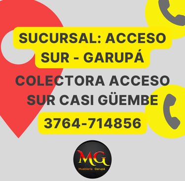 address and telephone number of one of the furniture store's branches acceso sur casi güembé