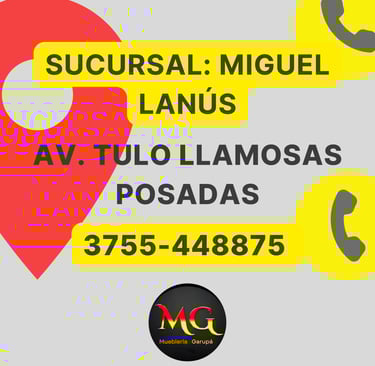 address and telephone number of one of the furniture store's branches tulo llamosas y Domingo peron