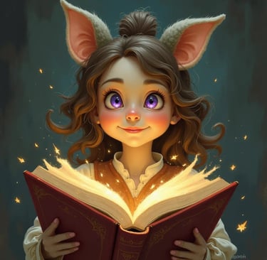 a girl with a book and a book