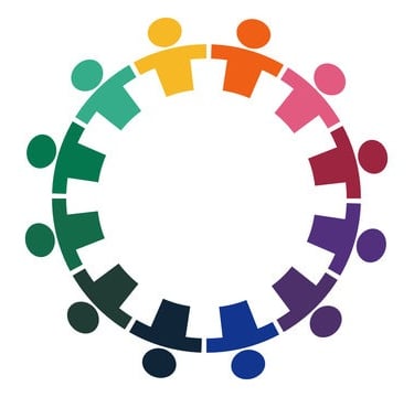 a group of people holding hands in a circle