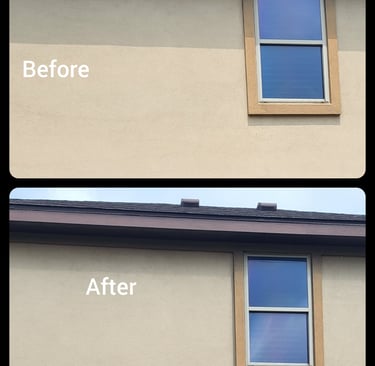 Second floor of house stucco cleaning