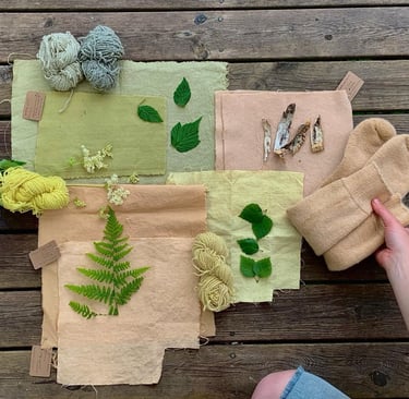 plant dyed fabric with original plants