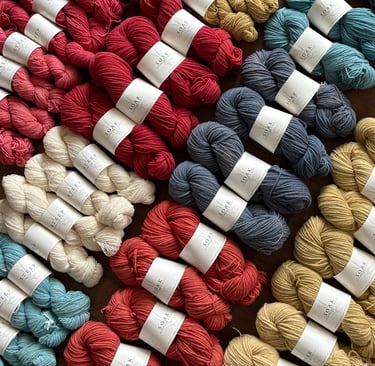 Our plant dyed yarn with labels