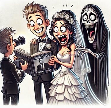 couple découvrant avec horreur que leurs photos de mariage ressemblent à un film d’horreur ! 😆📸