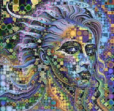 Abstract mosaic portrait, artwork by Philip Preston.