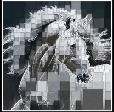 Abstract horse mosaic portrait, artwork by Philip Preston.