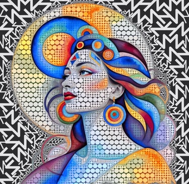 Mosaic style abstract portrait, artwork by Philip Preston.