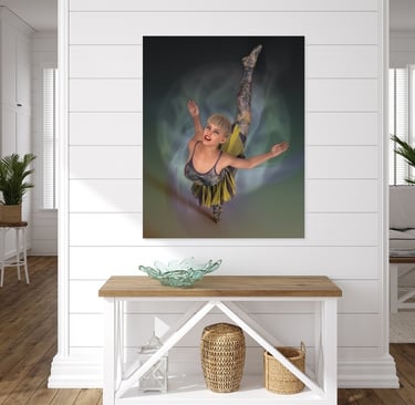Example print display of Philip Preston ballerina series of artworks.