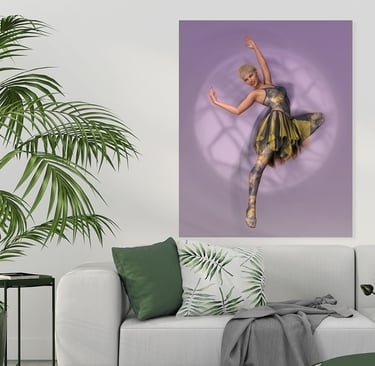 Example print display of Philip Preston ballerina series of artworks.