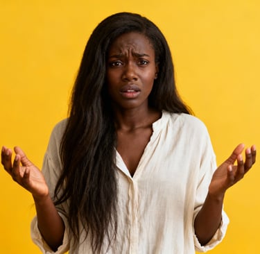 a woman feeling awkward in front of the camera for a photoshoot