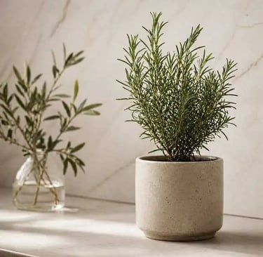 Minimal Kitchen Greenery Ideas | Herb Plant Styling, Neutral Ceramic Decor, Organic Modern Interior 