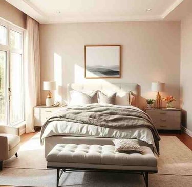 modern bedroom interior design with minimalist decor and neutral palette