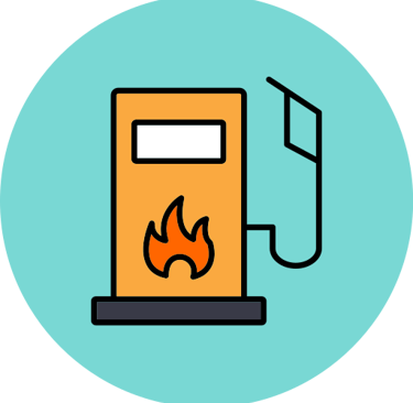 a gas station with a fire hydrant and a gas station