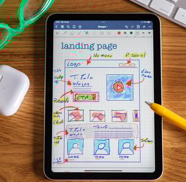 Designed landing page in the tab