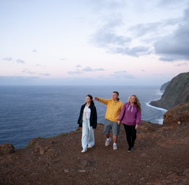 Family sunset photoshoot at Ponta do Pargo cliff edge Madeira