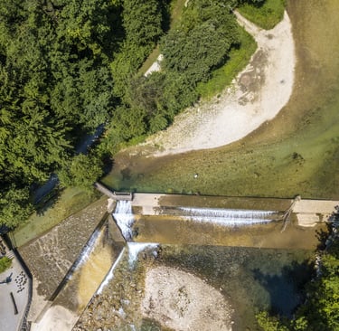 a river that flows over the spillway