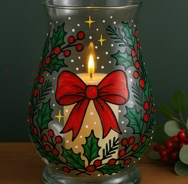 Glass painted centrepiece Christmas Workshop Lincoln