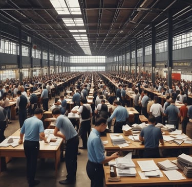 An aerial view of a bustling city representing trade and commerce.