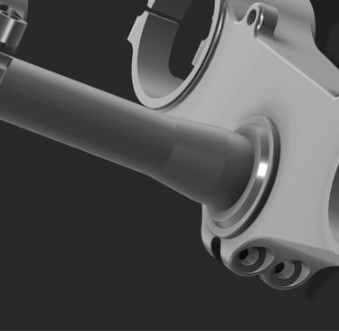Close Up of Adjustable Triple Clamp for Calima Build