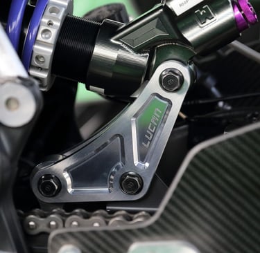 Yamaha MT09 Rear Shock Linkage Jack Up Kit Fitted to R9 Build