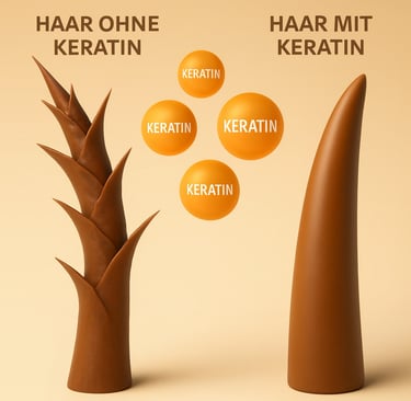 hair without keratin and with keratin