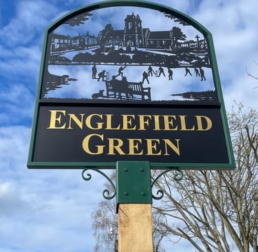 The new Englefield Green sign in the Village Square