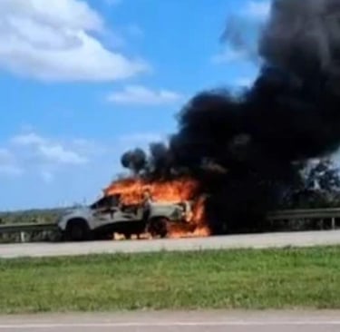 camionete pega fogo na BR-392, em Pelotas