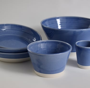 Salad Bowl , Small Bowl, Mug and Breakfast Bowl in Pale Blue