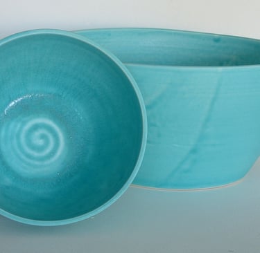 Odette Bowls in aqua glaze