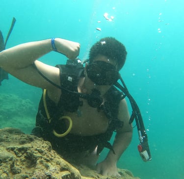 a man in a diving suit 