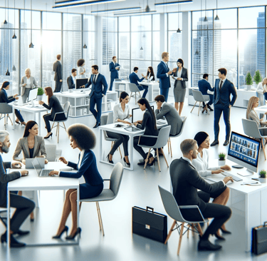 a group of business people working on their computers