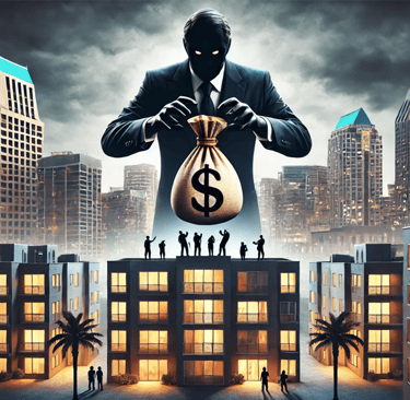 a man in a suit and tie with a bag of money