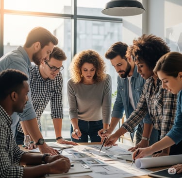 a group of people working on a project