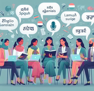 a group of translators exchanging opinions