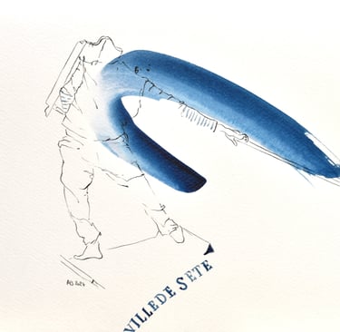 dessin à l'encre jouteur Sète France
