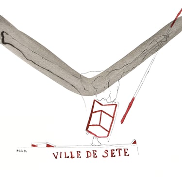 dessin encre jouteur sète