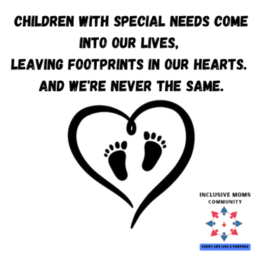 a poster with a heart shaped heart and footprints, Mom sharing special needs parenting tip in India