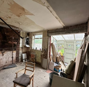 Our plasterers in Sheffield were ready to prepare this kitchen ready for a completely new look.