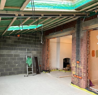 Walls ready to plasterboard and skim.